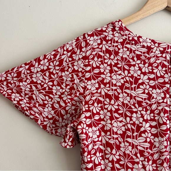 Brooks Brothers Red Floral V Neck Short Sleeve Swing Women Midi Dress SZ 8 - Picture 10 of 15
